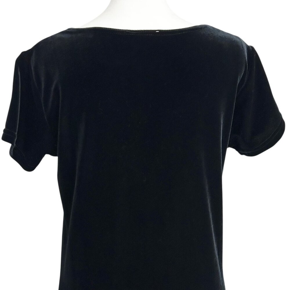 Cassini Vintage Velvet Black Short Sleeve Maxi Dress (M) - Picture 8 of 11